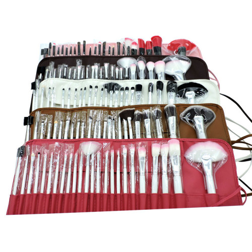 factory direct sales beauty tools pu bag wooden handle fiber hair 24 sets brush makeup brush multi-color optional spot