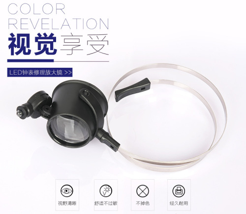 Eye-Type Repair Eye Mask Magnifying Glass with LED Light plastic Magnifying Glass Factory Wholesale MG13B-A