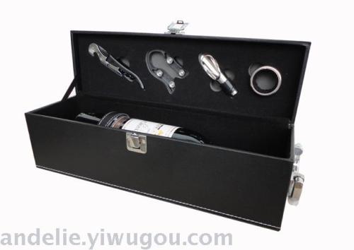 factory spot black single leather box leather wine packaging wine box
