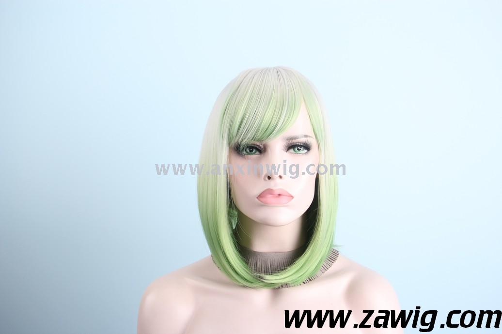 blue bob wig no bangs