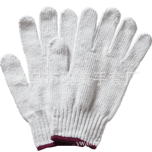 factory direct 7-pin bleached 600g knitted gloves labor protection gloves polyester cotton yarn gloves non-slip wear-resistant