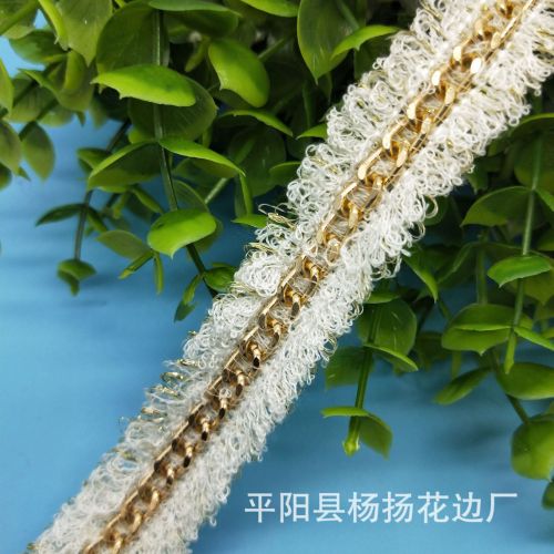 Factory Direct Sales Spot Polyester Yellow K Chain Lace Gold Silk Burr Clothing Accessories DIY Ornament Accessories