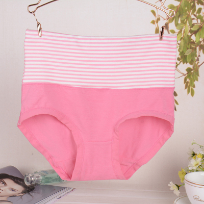 Ladies high waist closed abdomen underwear simple close-fitting stripes pure color triangle pants manufacturer wholesale