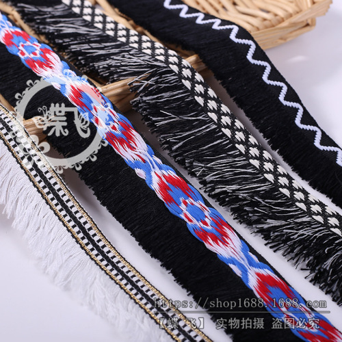 korean diy handmade clothing accessories wholesale 3 single side fringe tassel lace ethnic style webbing decorative edge