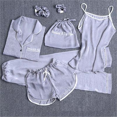European style pajamas (7 pieces) : pure silk crepe silk cardigan (2 pieces) : lovely pajamas (7 pieces)