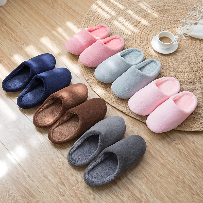 【现货】毛巾料日式无声静音木地板室内男女棉拖鞋冬季保暖睡鞋