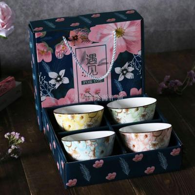 China promotional gift chopsticks China bowl rice bowl rice bowl China tableware gift set business gift set