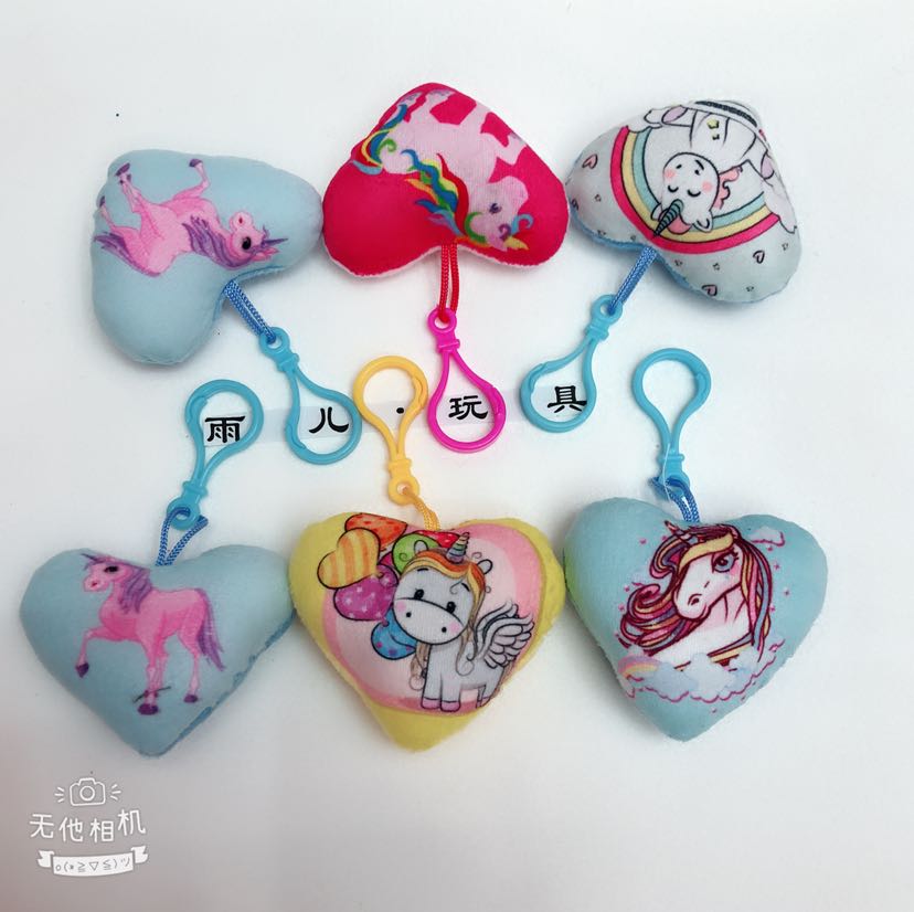 Plush pendant, unicorn pendant, keychain, heart-shaped unicorn printed pendant pic 3