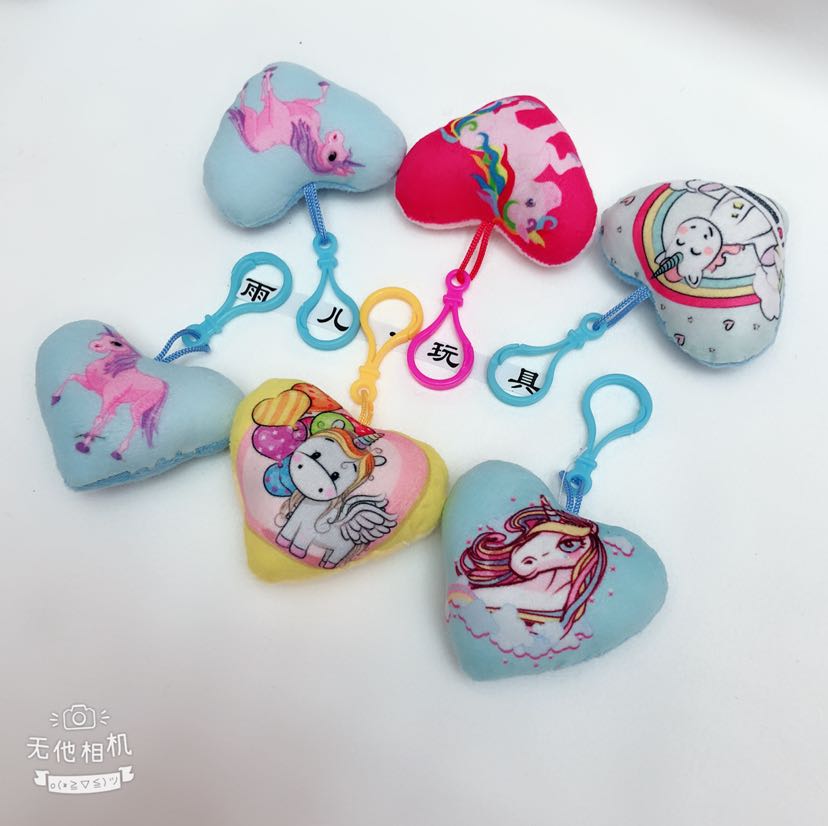 Plush pendant, unicorn pendant, keychain, heart-shaped unicorn printed pendant pic 2