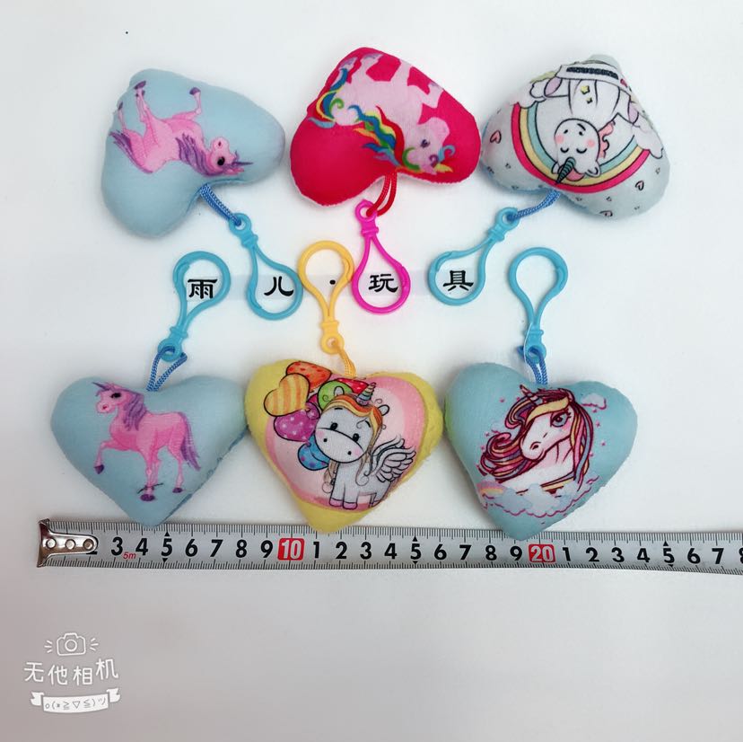 Plush pendant, unicorn pendant, keychain, heart-shaped unicorn printed pendant pic 1