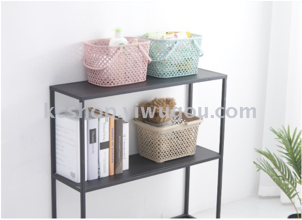 Plastic imitation rattan woven hand-held basket for bathroom storage pic 8