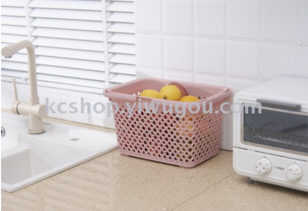 Plastic imitation rattan woven hand-held basket for bathroom storage pic 7