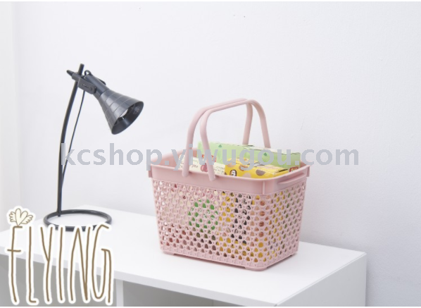 Plastic imitation rattan woven hand-held basket for bathroom storage pic 3