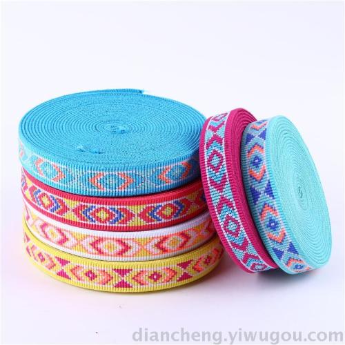 ethnic style computer jacquard elastic band woven elastic tape clothing accessories 2.5cm
