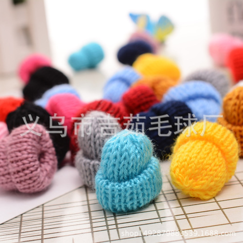 Factory Direct Sales Handmade Hook Acrylic Wool Fur Ball Finger Small Hat Clothing Ornament Toy Accessories