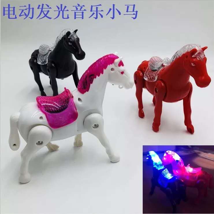 发光音乐小马 电动万向马 音乐马车卡通动物 儿童益智玩具批发