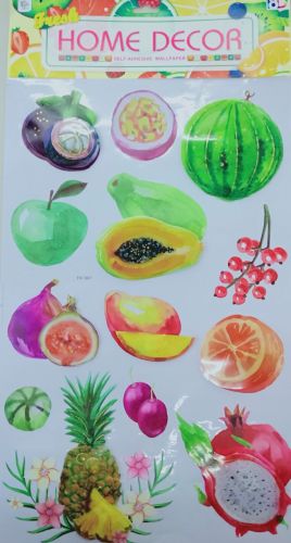Art Gouache Fruit Pattern 3D Three-Dimensional Stickers Wall Stickers Layer Stickers Indoor Decorative Sticker