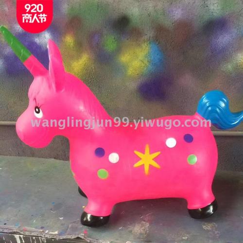 Factory Direct Sales Children Thicker Inflatable Jumping Horse Custom Painted Unicorn Explosion-Proof PVC Leather Horse