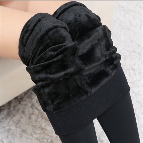 autumn and winter pearl velvet leggings fleece-lined thick high waist seamless one-piece trousers high elastic warm-keeping pants supply