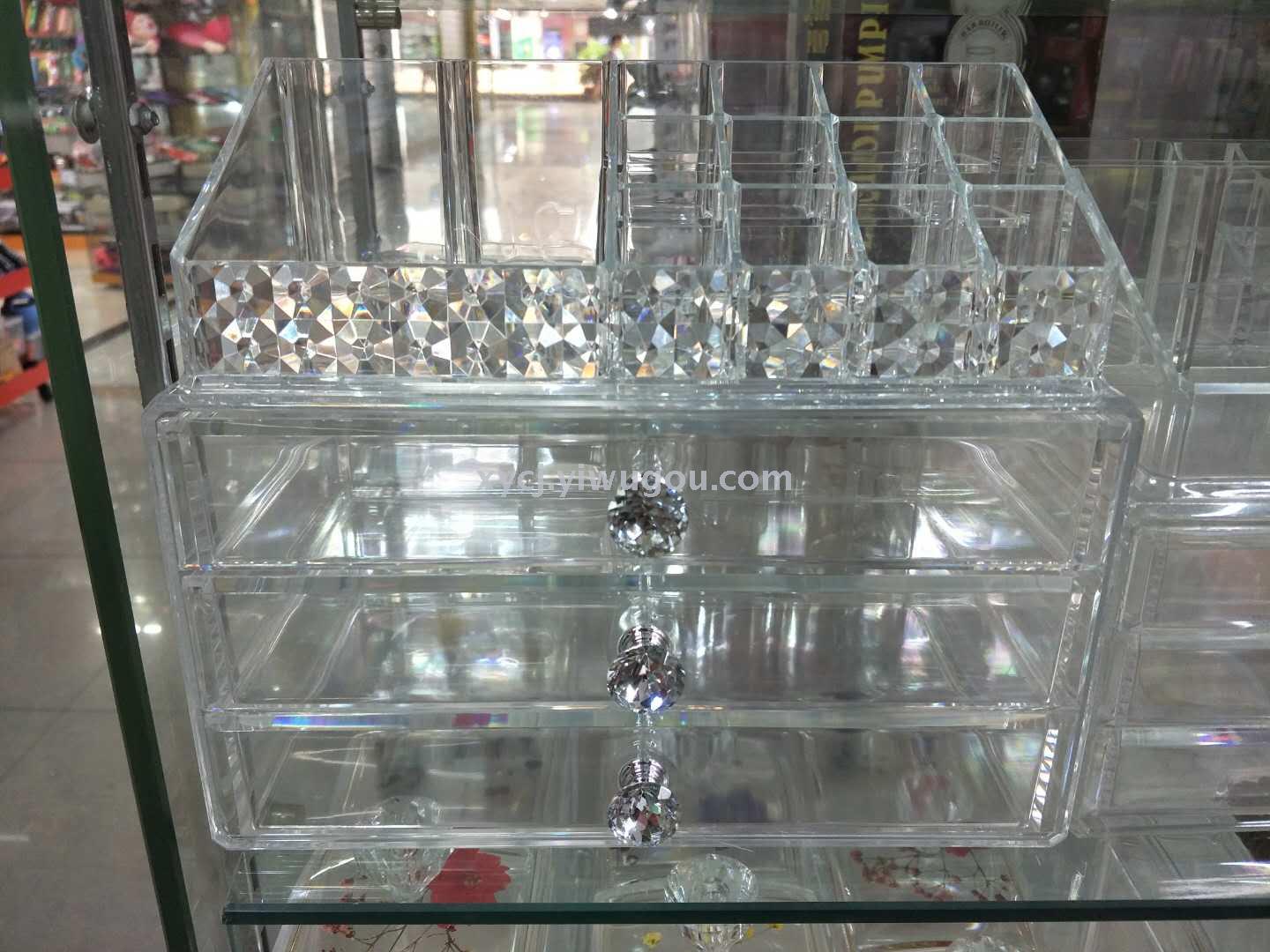 New plastic cosmetic box diamond-faced cosmetic display stand in transparent color pic 10
