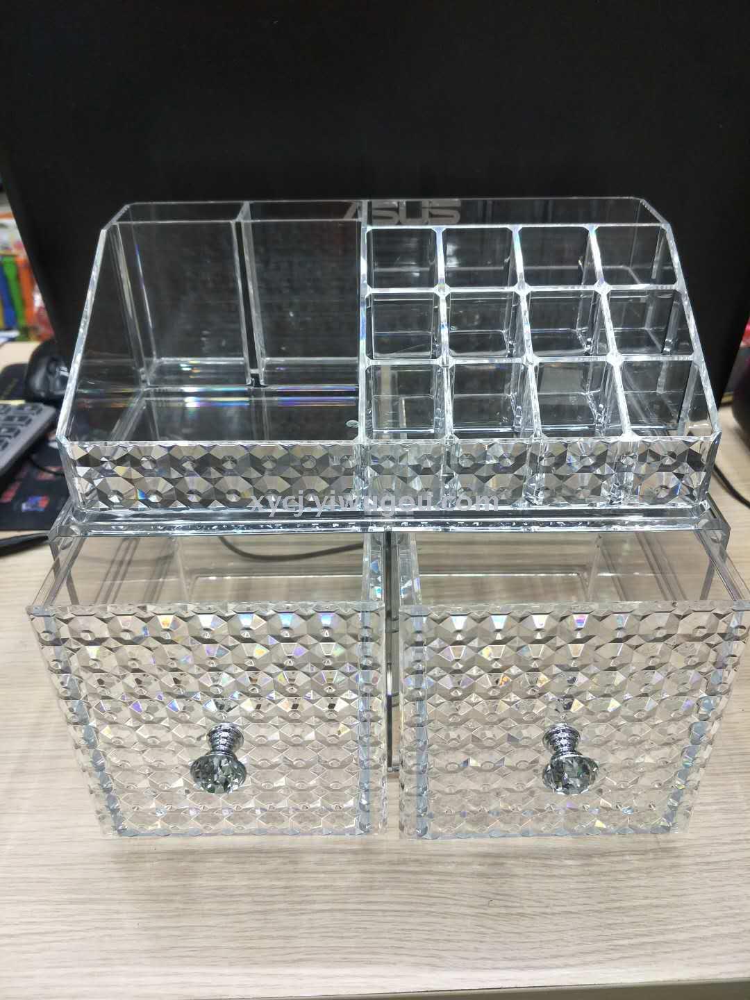 New plastic cosmetic box diamond-faced cosmetic display stand in transparent color pic 6