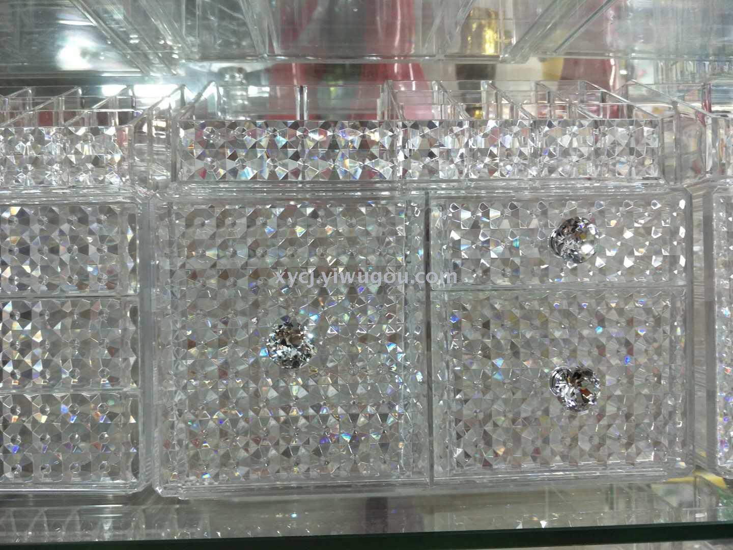 New plastic cosmetic box diamond-faced cosmetic display stand in transparent color pic 16