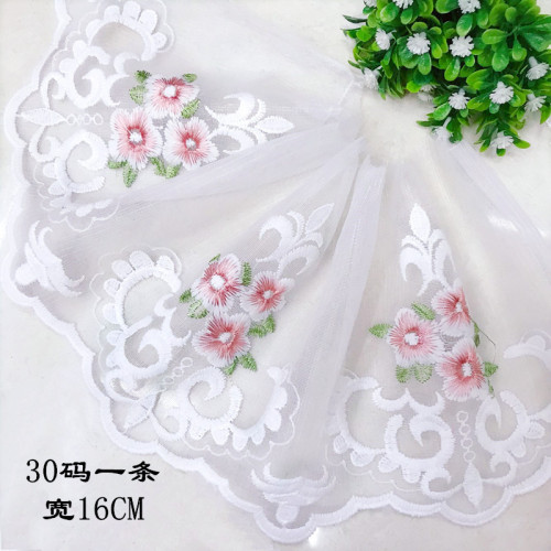 factory direct sales new water-soluble embroidery lace white unilateral delicate mesh lace width about 9cm