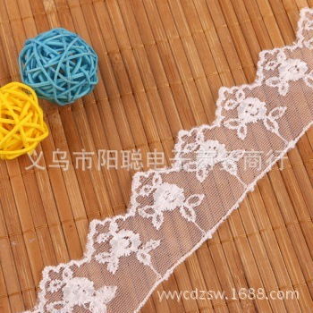 Hot Selling Lace Delicate White Mesh Polyester Lace Width about 3.5cm Need to Be Customized