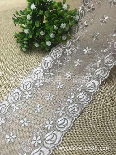mesh embroidered underwear lace dyed yarn embroidered water soluble underwear lace in stock