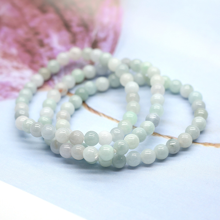 缅甸玉石手链 天然翡翠手链a货 圆润冰凉玉手串 佛珠玉手链男女款