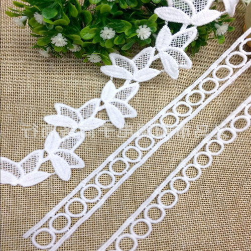 new white milk silk water-soluble embroidery lace leaves flower necklace diy cloth stickers