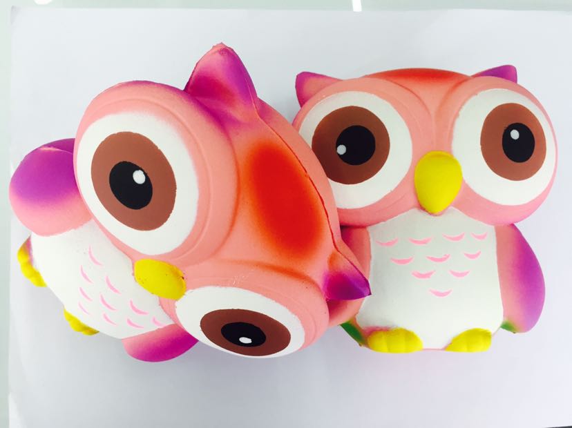 爆款SQUISHY慢回弹PU动物模型公仔创意减压发泄扭蛋玩具 猫头鹰