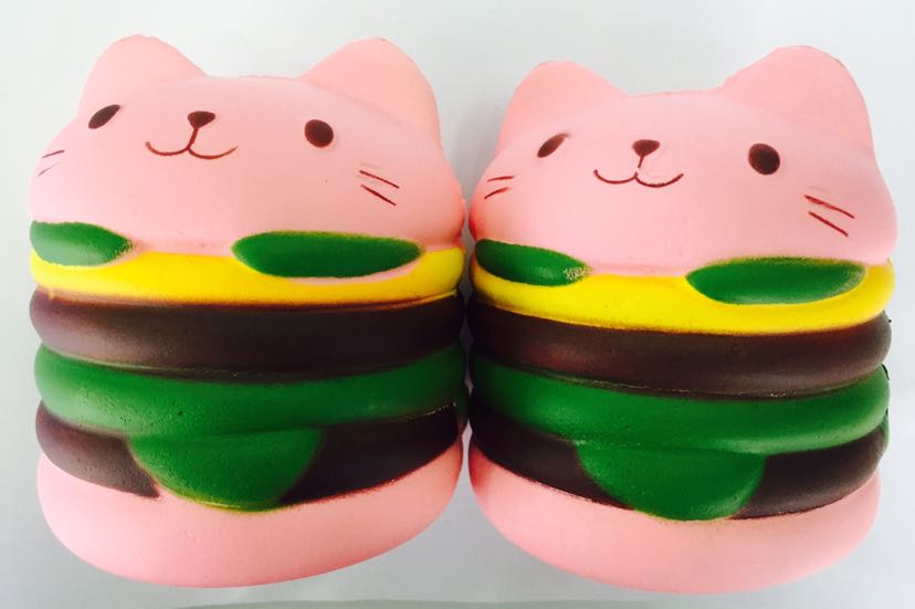 SQUISHY爆款PU慢回弹食物模型创意减压发泄玩具 汉堡猫