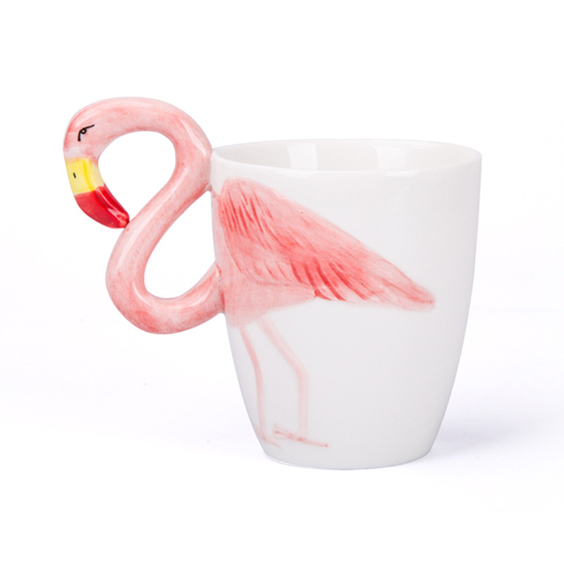 马克杯创意火烈鸟陶瓷水杯个性3D动物立体早餐牛奶杯 INS北欧