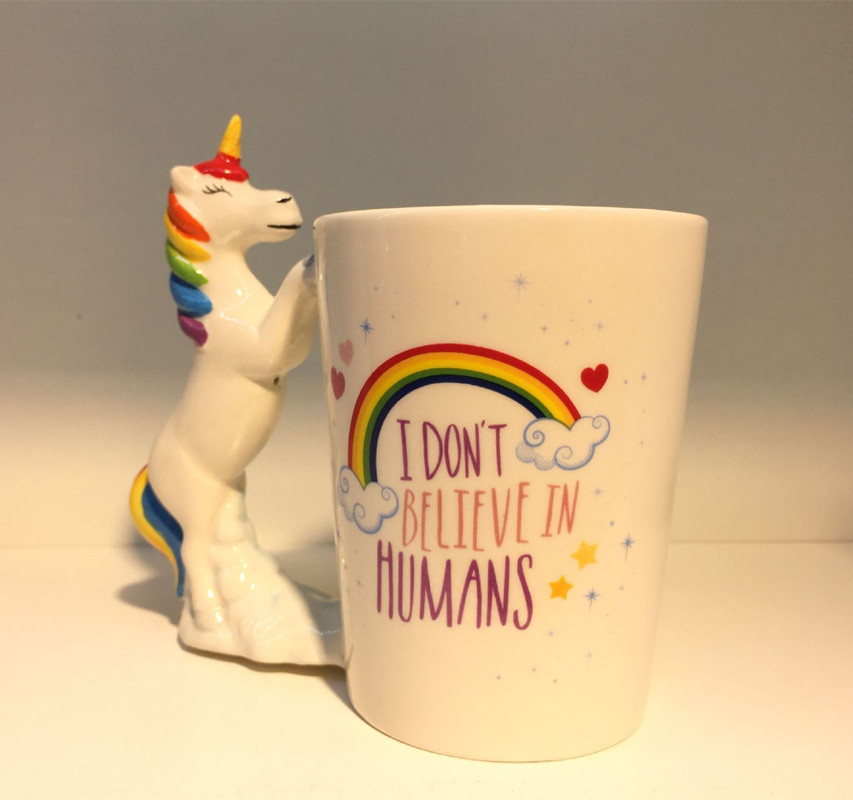 创意独角兽手柄马克杯 立体小马宝莉咖啡杯 独角兽彩色水杯