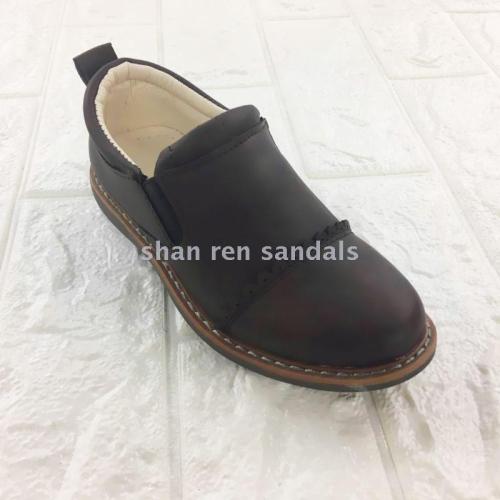 Factory Direct Leather Shoes Boys Student Shoes Breathable Soft Bottom Leather Shoes Students Flat Casual Spring and Autumn Shoes 