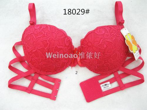 european and american style beauty back bra back hollow out three bars lace underwear multi-color push up bra
