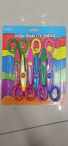 IY Album Lace Scissors Student Safety Plastic Scissors Cartoon Handmade Children‘s Scissors 6 Sets 