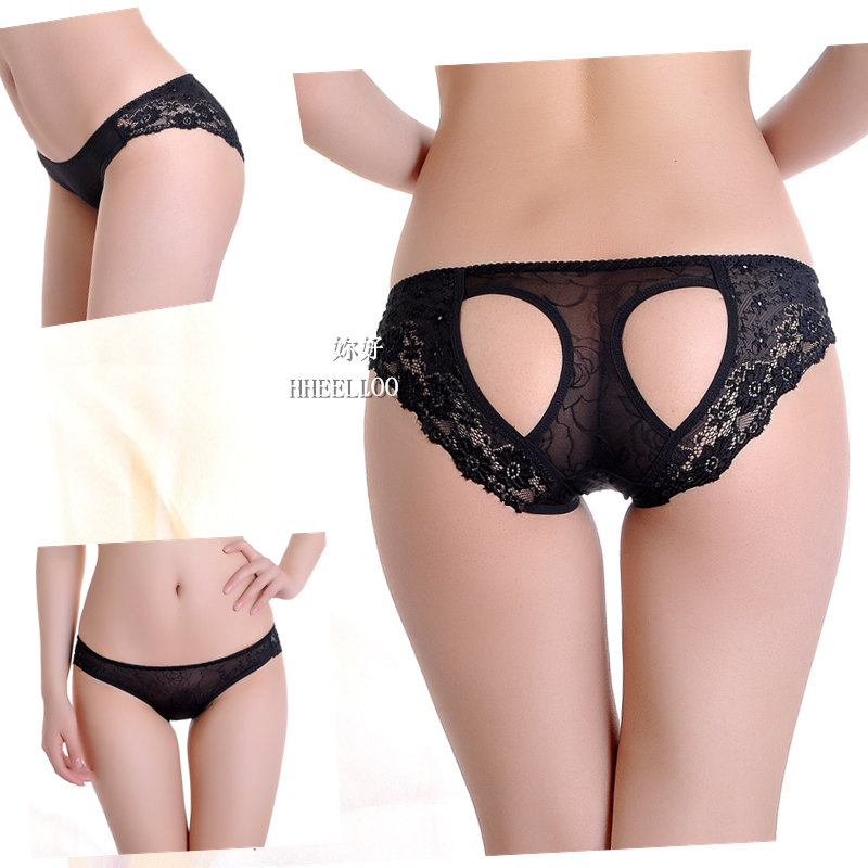 镂空露屁股女士性感内裤 女情趣低腰玫瑰花蕾丝小内裤 655