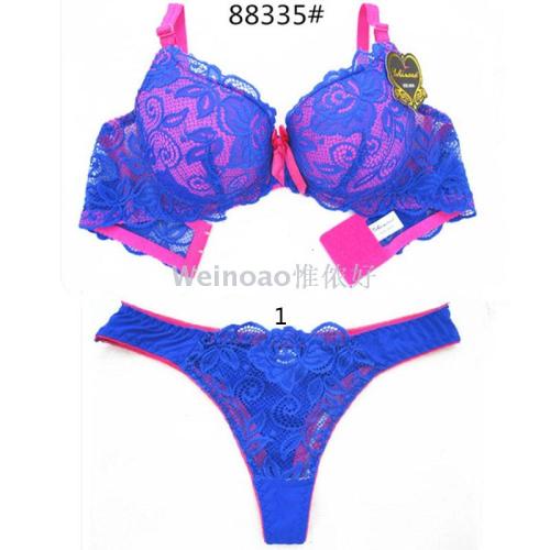 cross-border european and american foreign trade bra set underwear lace bra thin upper and lower thick cup
