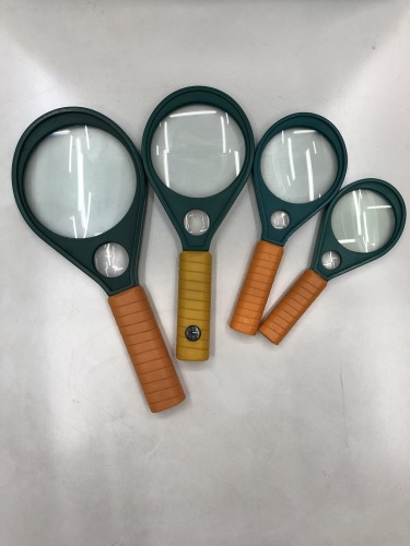 Factory Direct Wholesale 60 Double Light Straight Handle Glass Lens Handheld Color Plastic Frame Magnifying Glass a Variety of Options