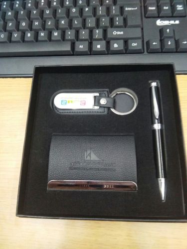 card case + keychain + pen