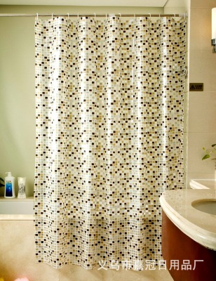 European Mosaic plaid printed PVC shower curtain thickened, waterproof, mildew proof, wet friendly and odor-free