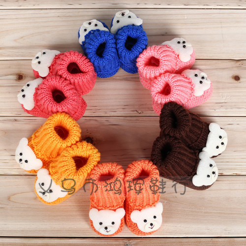 2018 Autumn Style handmade Woven Shoes Cute Baby Toddler Shoes Mid-Calf Soft Bottom Bear Head Wool Shoes