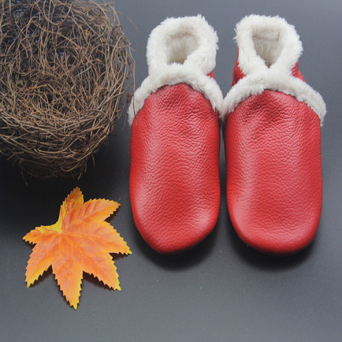 spring new cowhide children‘s shoes baby shoes fleece-lined baby shoes snow boots 0-2 years old soft bottom non-slip wholesale