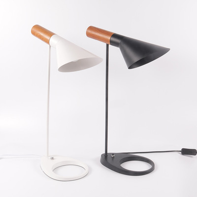Simple modern wooden pattern black and white small table lamp up and down adjustment eye protection led table lamp
