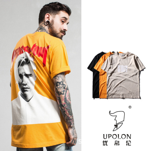 upolon men‘s 2018 european american summer new fashion brand t-shirt biber english printed short-sleeved cotton men‘s t-shirt