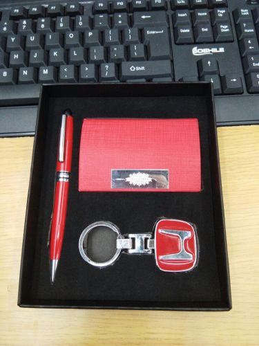business card case + keychain + metal ballpoint pen