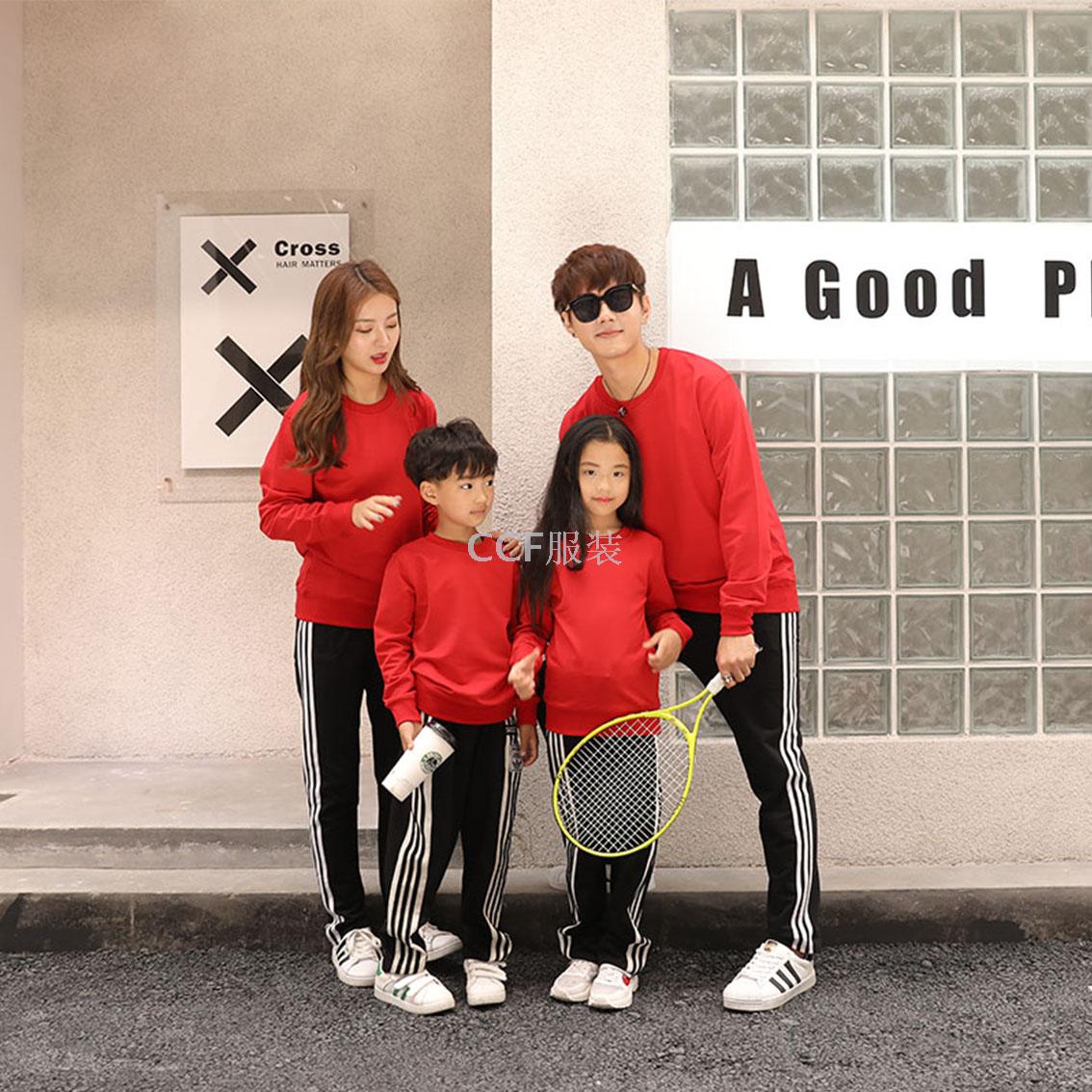 新款圆领套头情侣亲子装卫衣薄款