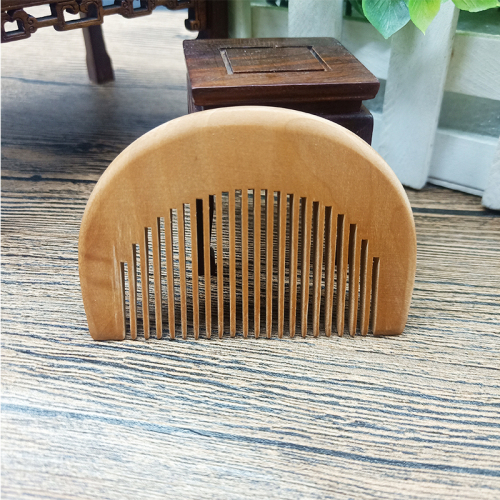 Peach Wood Wooden Comb Semicircle Wooden Comb Dense Tooth Comb Daily Comb Hairdressing Comb Solid Color Small Comb
